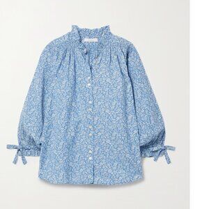 DOEN Rose Top in China Blue Mini Earl Floral Print XS